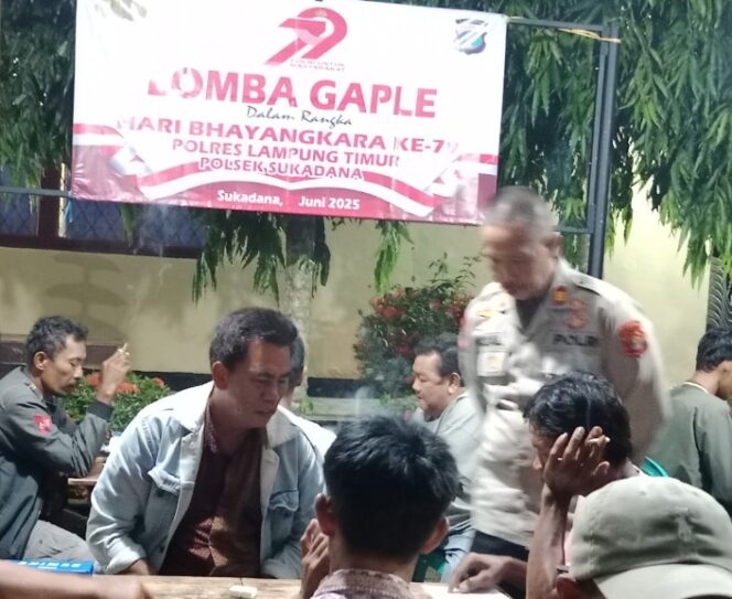 
					Sambut Hari Bhayangkara ke 79,Polsek Sukadana Lamtim Gelar Turnamen Gaple antar Desa